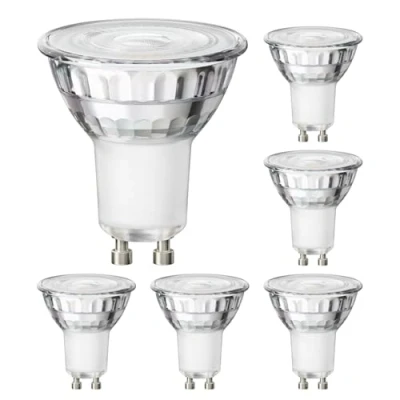 Imagen de ledscom.de 6 bombillas LED GU10, PAR16, blanco cálido (2800 K), 7,6 W, 1103 lm, espejo reflector 33 (plateado) EEK C