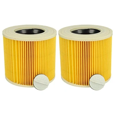 Imagen de vhbw Set de filtros 2x Filtro plisado reemplaza Kärcher KFI 3310, 9.755 260.0 para aspiradora en seco y húmedo Filtro, cartucho, amarillo