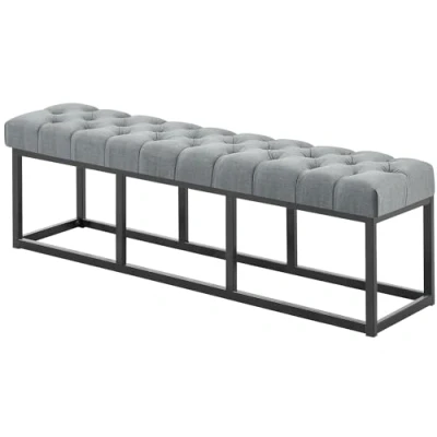 Imagen de CLP Taburete Pie De Cama Amun Tapizado En Tela Banco Recibidor Estilo Chesterfield Salón con Base Metal Negro I Color:, Color:Gris Oscuro, Tamaño:150 cm