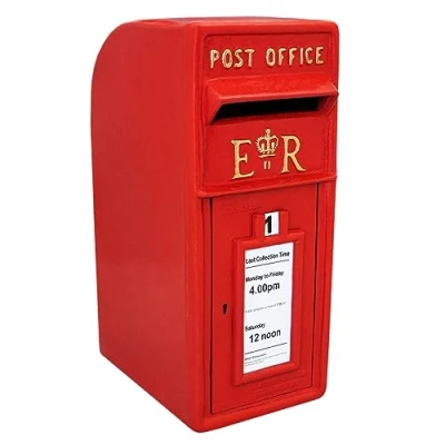 Imagen de Buzón de Correos Rojo Royal Mail Post Box Buzon Pared Exterior Resistente al Agua con Cerradura+Soporte Pared+Pernos+2 Llaves para Entrega Paquetes Regalos Postales Capacidad 5kg/200 Cartas