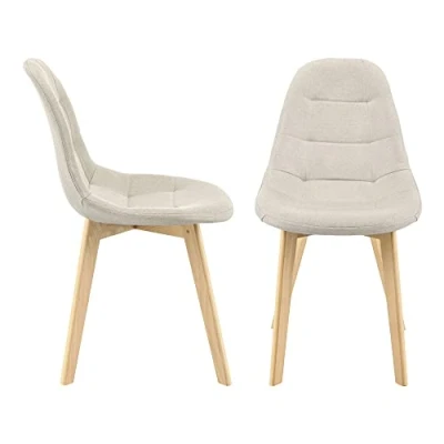 Imagen de [en.casa] Set de 2 Sillas Diseño Kopparberg 86 x 53 47 cm Comedor Cocina Salón Asiento Tapizado Cómodo para Oficina Patas Haya Beige