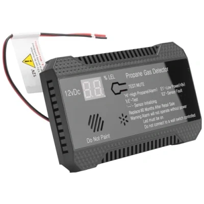 Imagen de wudoo Detector de Propano 12V LPG Sensor Gas Natural Alarma Fuga 85DB Sirena para AutomóVil RV Hogar Medidor Prueba Digital (Negro)
