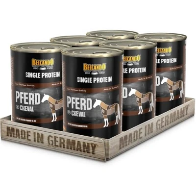 Imagen de Belcando Single Protein Lata [6x400g Caballo] Comida húmeda variada para Perros Monoproteína alimento húmedo