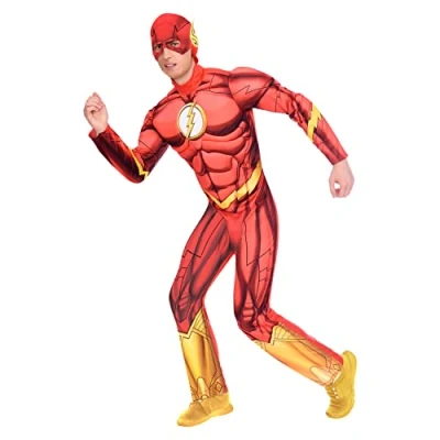 Imagen de amscan 361 0192937138137 9906106 Disfraz clásico de Flash Warner Bros para hombre (talla M), Multicolor, (9906106), dibujos animados