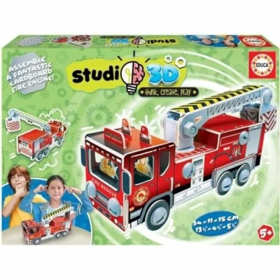 Imagen de Educa Studio Puzzle en 3D con Piezas Tornillos y Tuercas. Monta un camión de Bomberos Desde Cero. +5 años (19186)