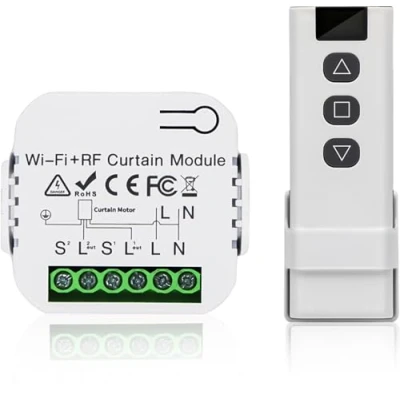 Imagen de Nizirioo Kit de control persiana enrollable, del motor persiana, mando a distancia RF + módulo receptor, alcance hasta 100 m, interruptor para persianas enrollables, persianas, toldos,