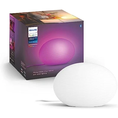 Imagen de Lámpara portátil Bluetooth Philips Hue Flourish, de Mesa, LED, Luz Blanca y Colores, Google Home, Blanco