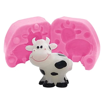 Imagen de Molde de silicona en forma vaca para decoración tartas, fondant, chocolate, caramelo, jabón, arcilla, resina (vaca 3D)