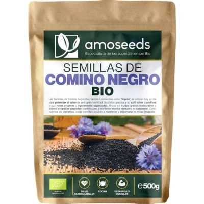 Imagen de Semillas de Comino Negro BIO 500G Sesamo Negro, Nigella Sativa 100% Naturales, Sin Aditivos Primera Calidad