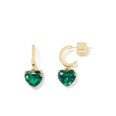 Imagen de kate spade new york Heart Huggies Pendientes, Mujer, Talla: One Size, Green