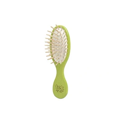 Imagen de Tek cepillo para el pelo oval pequeño de madera fresno, color verde claro Hecho a mano en Italia