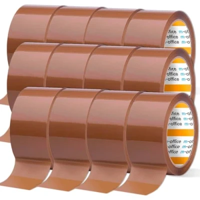 Imagen de m office Cinta Adhesiva, Adhesiva Marrón de Embalar, Rollo para Embalaje Cajas, Envíos, Mudanzas y Manualidades, Precinto Seguro Resistente, (12 unds, 48mmx66m)