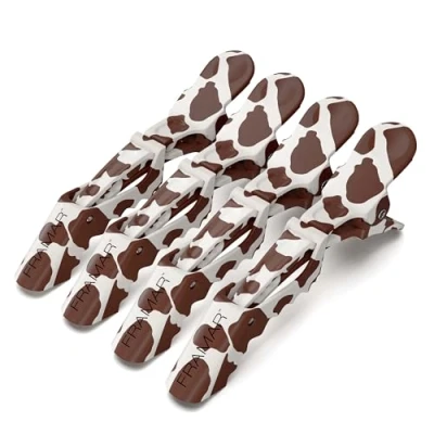 Imagen de FRAMAR pinzas de cocodrilo con estampado vaca para peinar el cabello, pelo mujeres, cosas vaca.