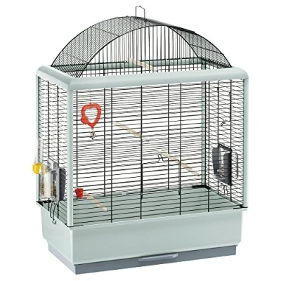 Imagen de Ferplast 52059817 Jaula para Canarios y Otros Pequeños Pájaros Palladio 4, Diseño Elegante con Techo Panorámico, Accesorios Incluidos, 59 x 33 69 Cm Negro