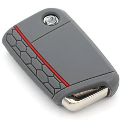 Imagen de VB Funda de Silicona para Llave Coche con 3 Botones (Gris Ceniza, Rojo)