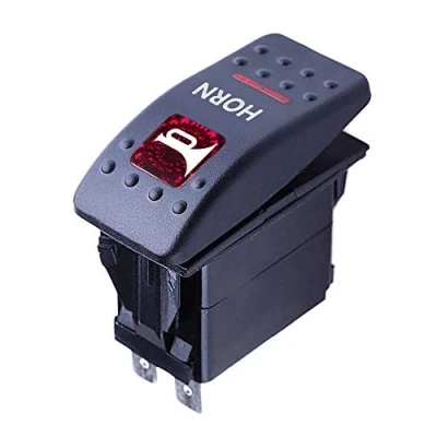 Imagen de Mintice Vehículo 12V 20A LED Rojo Luz Interruptor de Palanca Basculante Momentáneo Botón Pulsador Bocina Altavoz Vocero Conmutador Coche Horn Light