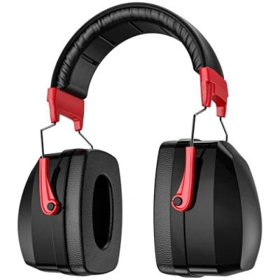 Imagen de Procase Cascos Protección Auditiva Ajustables de 33db NRR, Orejeras Antiruido Cancelación Ruidos para Disparar y Cazar Defensores Auditivos Plegable Compacto Rojo