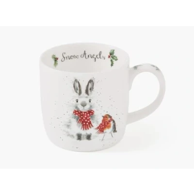 Imagen de Royal Worcester Wrendale Deigns Snow Angel Taza (0,3 L), diseño de conejo y petirrojo