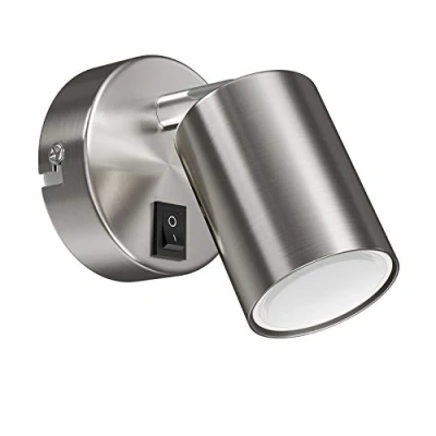 Imagen de ledscom.de Spot de pared WAIKA, una sola luz, con interruptor, GU10, cromo mate, incl. lámpara LED GU10 (blanco cálido, 4,914W, 450lm, 100)