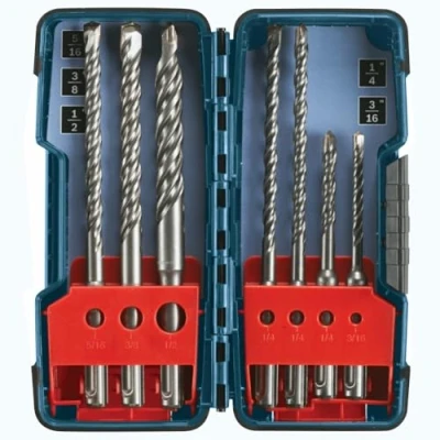 Imagen de Bosch Professional Juego de 7 brocas martillo giratorio SDS plus con punta carburo caja almacenamiento HCK001, gris