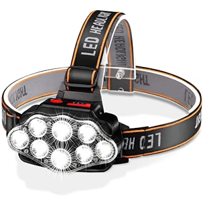 Imagen de DAWINSIE Linterna Frontal LED Recargable, Alta Potencia, Cabeza con 4 Modos, Alcance de 500M, Impermeable IPX20 para Casco, Pesca, Bicicleta, Camping y Caza