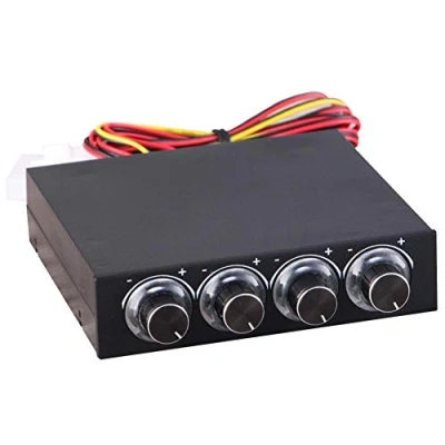 Imagen de Controlador de Velocidad del Ventilador, 4 Canales PC Temperatura y Celocidad Centilador con LED Azul, Interfaz Disquete 3.5 &#039;&#039;