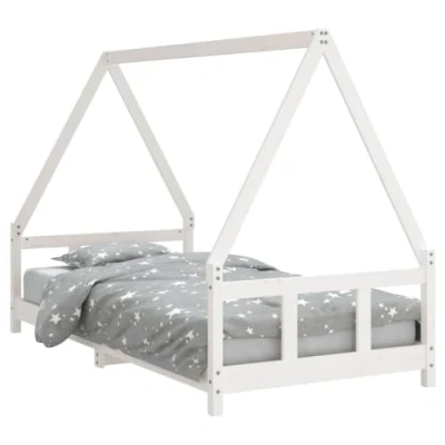 Imagen de vidaXL Estructura de Cama para niños Madera Pino Blanco 90x190 cm