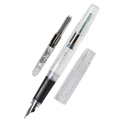 Imagen de Online Bachelor Pluma estilográfica (punta de iridio F, para cartuchos tinta estándar, mango ergonómico, convertidor sostenible, carteles, diarios y caligrafía