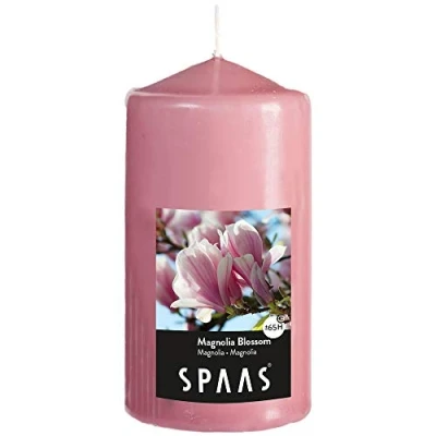Imagen de Spaas 0004800.174 Vela Pilar Cilindro 80, 65 Horas Magnolia Blossom, Cera de parafina, Rosa Envejecida, D 80 mm x H 150