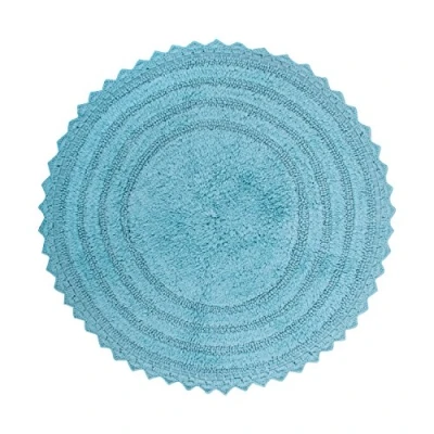 Imagen de DII Colección Crochet Alfombrilla de baño Reversible, Algodón, Azul Cameo, Round, 27.5&quot; Diameter