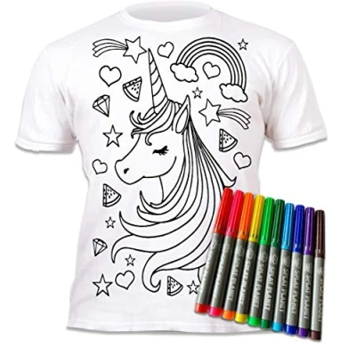 Imagen de Splat Planet camiseta de unicornio para colorear con 10 bolígrafos mágicos lavables no tóxicos, colorea tu propia y lavar