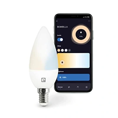 Imagen de Garza Smarthome Bombilla LED WiFi CCT 5.5w Vela E27 Inteligente y programable, Cambio de Intensidad Tonalidad, Control por Voz App, Alexa, iOS, Google, Android, 5.5 W, Blanco