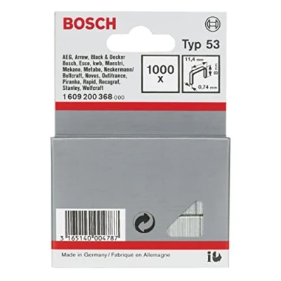 Imagen de Bosch 1 609 200 365 Pack de 1000 grapas alambre fino tipo 53 (11,4 x 0,74 8 mm)
