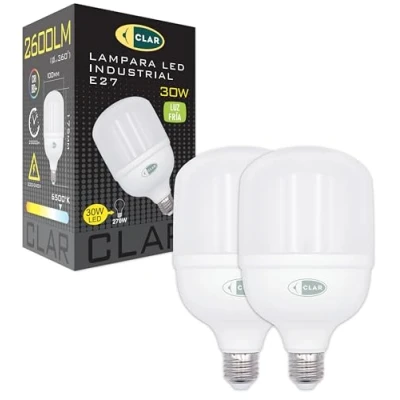 Imagen de CLAR Bombillas LED E27 Luz Fria, Bombilla Blanco Frio, 6500K, E27, LED, 30W (Pack 2)