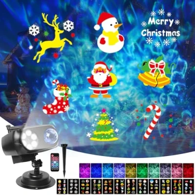 Imagen de Proyector Navidad Exterior, Luces Exterior de 12 Diapositivas, con Control Remoto, para Regalos Fiestas Boda Interior Decoracion