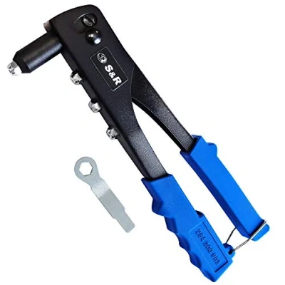 Imagen de S&amp;R Remachadora Manual Profesional 2,4 5,0mm para Remaches de Acero y Aluminio. Ojales Ciegos Profesional.