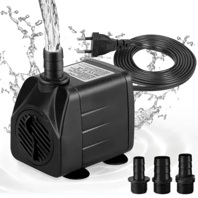 Imagen de Bomba Acuario Agua Belen Mini (2500L/H, 45W) Fuente de con Altura MáXima Pulverización 2.7m Ventosas En La Parte Inferior Cable Enchufe 2m 3 Boquillas