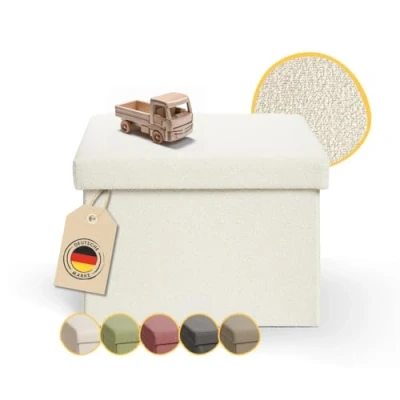 Imagen de Laleni banco almacenaje con 41x31 cm puff salon dormitorio taburete reposapies sofa puf tapa pequeño beige