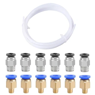 Imagen de QitinDasen 3 Metros 3D Impresora PTFE Teflón Tubo, con 6 Piezas PC4 M6 Neumático Conector y M10