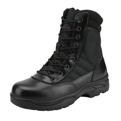 Imagen de NORTIV 8 Botas de Trabajo Tácticas Militares para Hombre con Cremallera Lateral Combate Motocicleta Horma Ancho,Size 44W,Negro,Trooper W