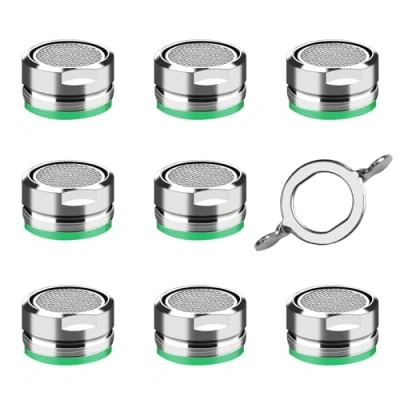 Imagen de 8 piezas Aireador Grifo Cocina M24, Adaptador Filtro con Filtros de Acero Inoxidable y ABS Incluye Juntas 1 Llave, para Grifos