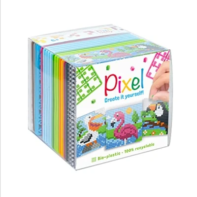 Imagen de PixelHobby P29023 Juego de Pasatiempos Pájaros en el Lago, Sistema Plug in como pasatiempo Creativo para niños a Partir 6 años, Caja Cubos con Plantillas Motivos y Cuadrados píxeles