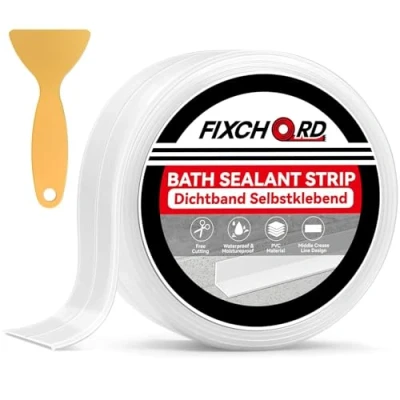 Imagen de FIXCHORD cinta selladora Impermeable, 1 Rollos baño Selladora, Transparente de Sellado Impermeable Autoadhesivas, para Bañera, Ventana, Fregadero Cocina 3.2m*38mm