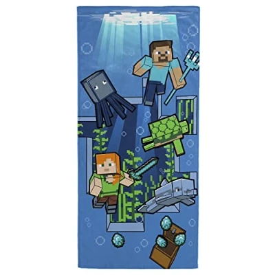 Imagen de Jay Franco Minecraft Aventura Submarina Toalla de Playa 71cm x 147cm 100% Algodón