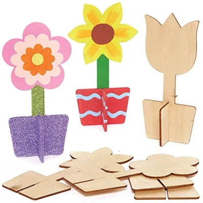 Imagen de Baker Ross FC727 Flores de Madera 3D Juego 6, manualidades para niños
