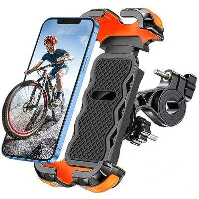 Imagen de Glangeh Soporte Movil Bicicleta Universal, 360 Rotación Moto para Manillar, Anti Vibración y Cierre Seguro Móvil Compatible con iPhone Otro 4.7 6.8&quot;