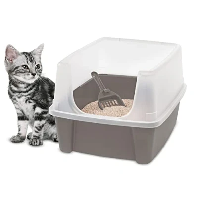 Imagen de Iris Ohyama Arenero Gato con Pala, hasta 7kg, Topo, Caixa de areia para Gatos, Caja, Gatos Grandes y pequeños, Cagadero, Caixa, WC, Fácil Limpieza, Libre BPA, Cat Litter Box, CLH 12