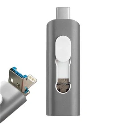 Imagen de Pen Drive USB x64 GB Cool (3 en 1) Lightning/Tipo C/USB Gris