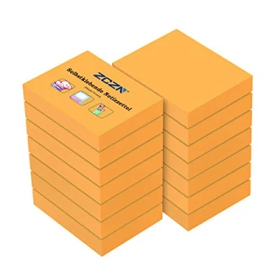 Imagen de ZCZN Notas Adhesivas Pequeña,14 Bloc Posits de Colores y 51 x 38 mm, Post It Pastel 100 Hojas por Bloc, Aptas para Memorandos, Noticias, Revocaciones, Color Naranja