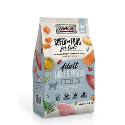 Imagen de Mac&#039;s Comida para gatos sin cereales, salmón y trucha, 1,5 kg